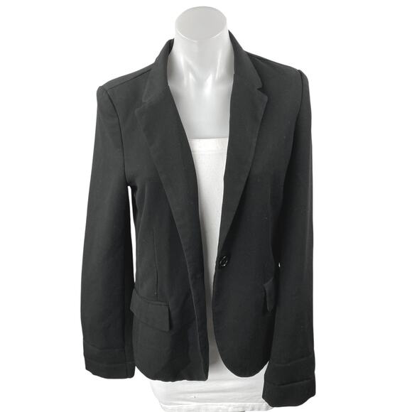 Ambiance Apparel Black Notch Collar Button Long Sleeve Blazer Coat Jacket Size L - Picture 1 of 3
